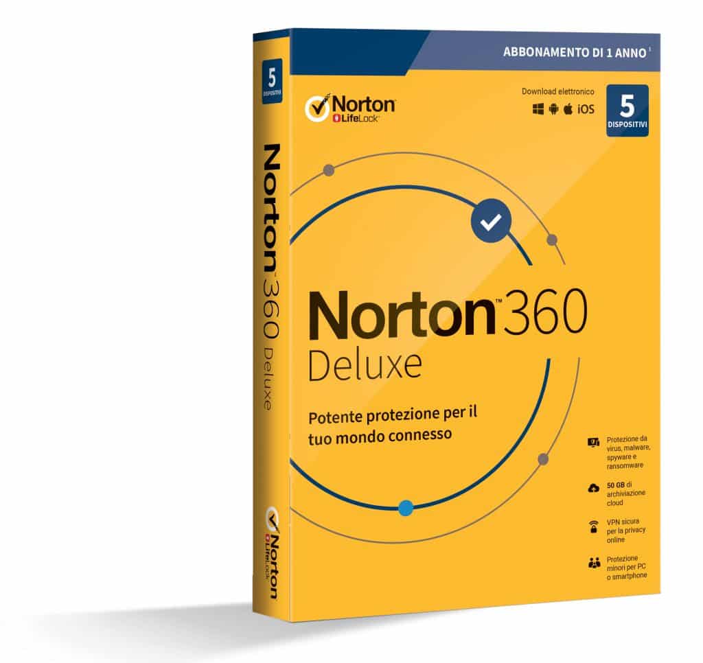 Norton 360 Deluxe 2020 3 dispositivi 3 PC 1 anno PC MAC Internet Security 